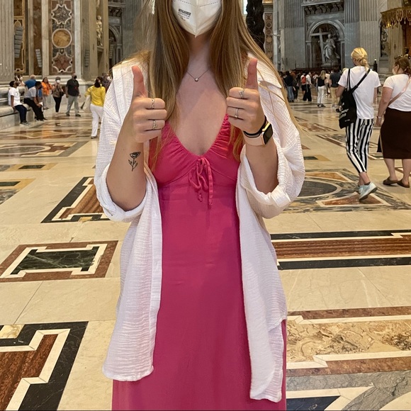 Wild Fable Women's Berry Pink Tie Back Slip Midi Dress - Picture 5 of 7